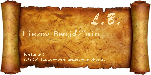 Liszov Benjámin névjegykártya
